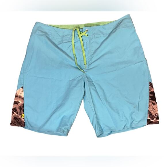 Under Armour Mens Size 40 Turquoise Polyester Unlined Swim Trunks - Picture 1 of 6